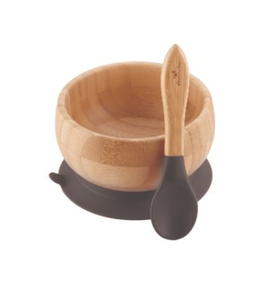 Baby Bamboo Suction Bowl+Spoon - Black