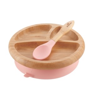 Baby Bamboo Suction Plate+Spoon - Pink