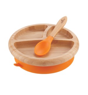 Baby Bamboo Suction Plate+Spoon - Orange