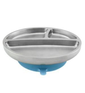 Stay Put Toddler Stainless Suction Plate - Blue