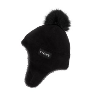 Fleece Hat - Black 0-6m