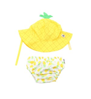 Baby Swim Diaper & Sun Hat Set - Pineapple 3-6m