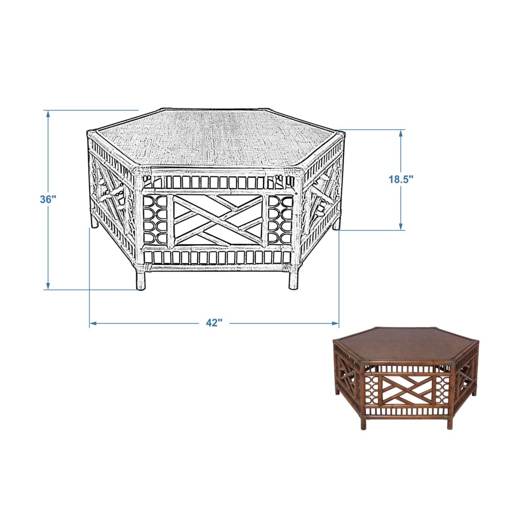 Octagon Rattan Coffee Table coffee tables Jeffan International