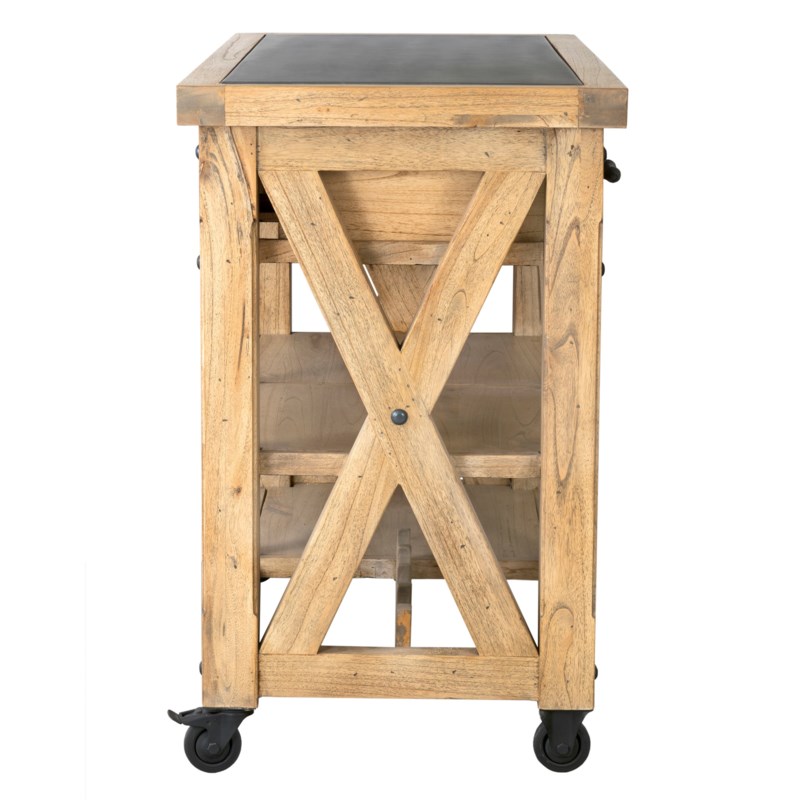 Ls Farmhouse 44 Kitchen Island With Zinc Top Pine Wood Finish