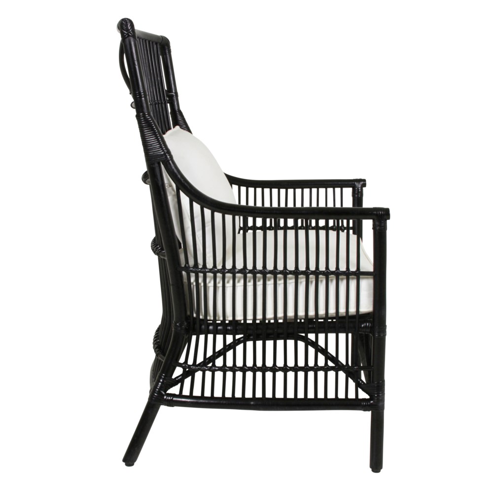 Winston Rattan High Back Arm Chair - Black - dining | Jeffan International