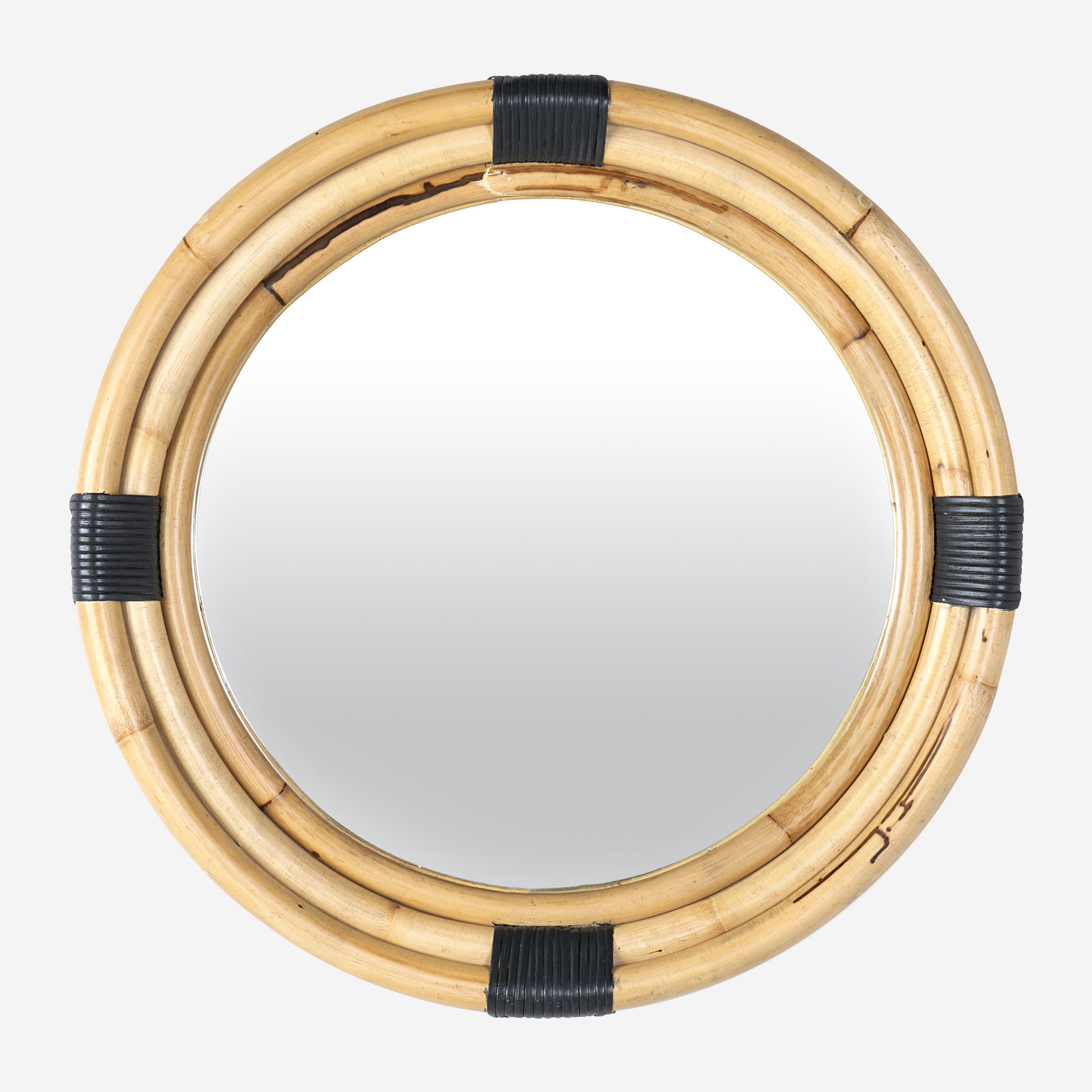 24" Marina Round Rattan Mirror, Natural - mirrors | Jeffan ...