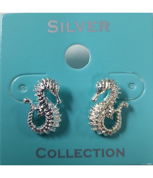 SILVER SEAHORSE #2 POST EARRING 