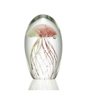 Art Glass Red and White Jellyfsh 5 in