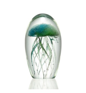 Art Glass Teal and Green Jellyfish