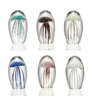 Art Glass Tropical Mini Jellyfish Set of 6