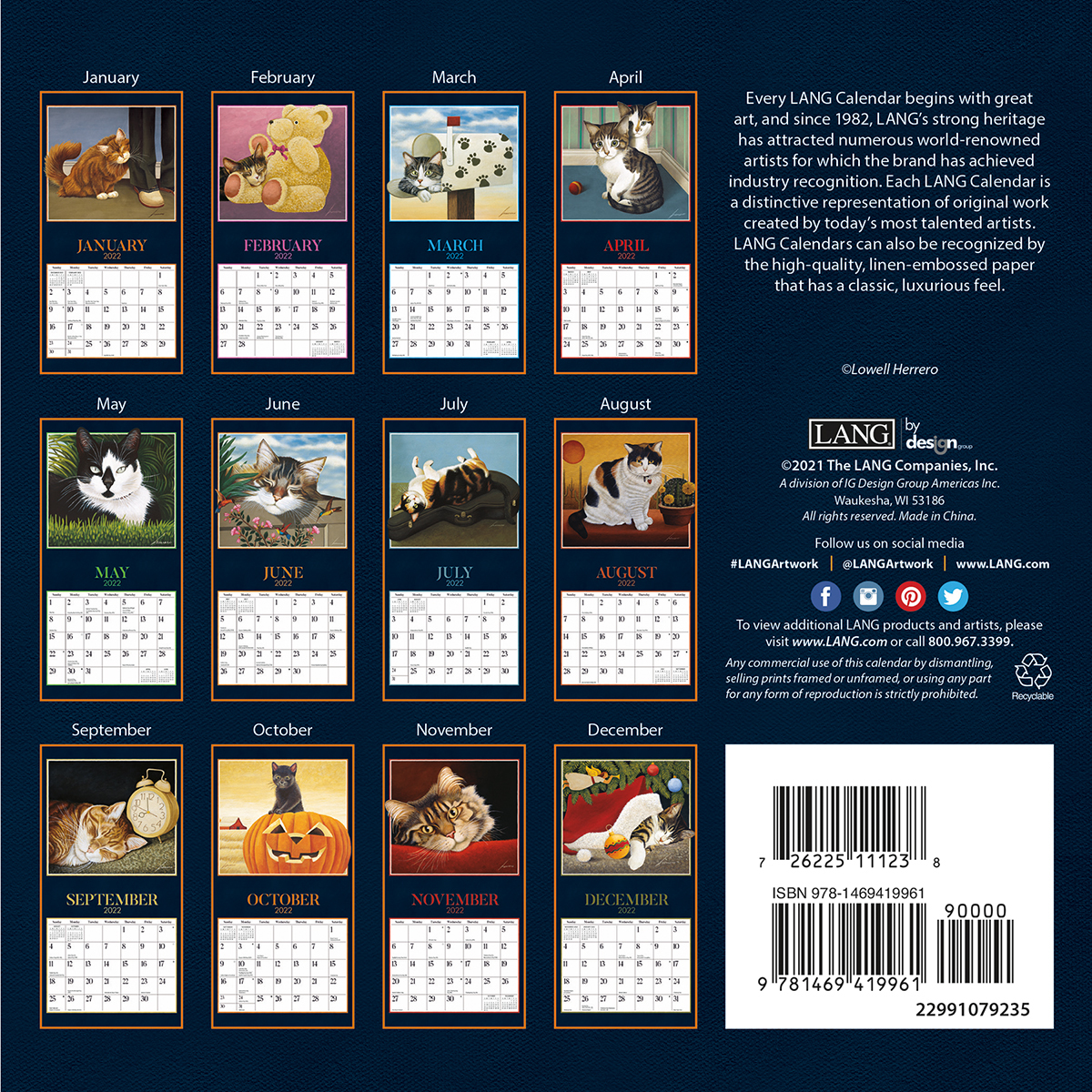 American Cat 2022 Mini Wall Calendar Lang Companies Cma California Marketing Associates