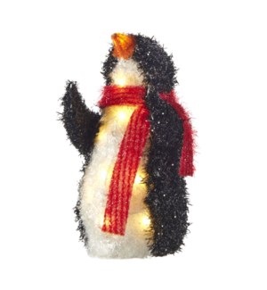 11.75 Tinsel Lighted Penguin with Scarf