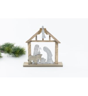 10" Holy Family with Donkey Table Décor, Tricolor