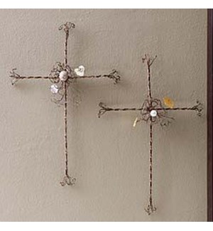 10" Twisted Wire Cross, 2 Assorted