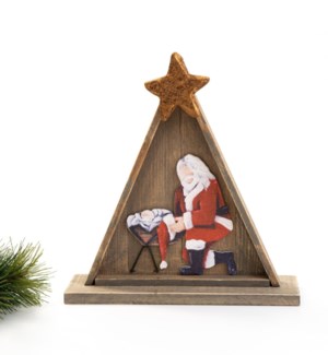 10" Wood Table Décor with Star, Santa Kneeling copyright Savannah McClain