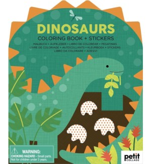 Coloring Book with Stickers Dinosaurs