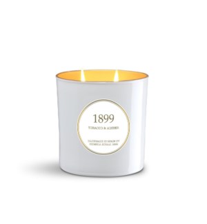 3 wick XL Candle 600 gm/21 oz Tobacco & Amber White & Gold