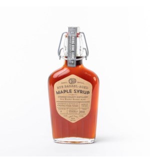 8.45 oz Rye Barrel Aged Maple Syrup in swingtop bottle