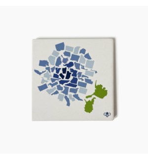 50 States Hydrangea Coasters - Blue