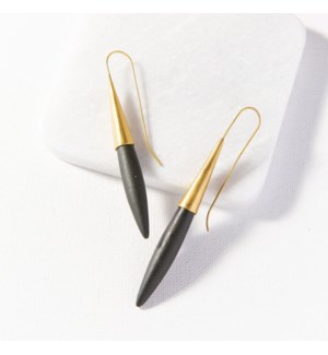 black and brass ceramic spike earring 3.25"