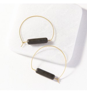 black and brass ceramic hoop earring 2"