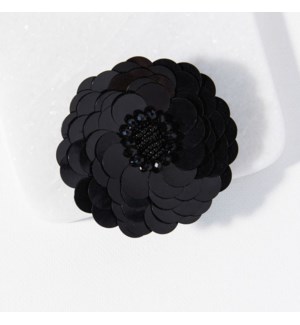 black flower brooch barrette combo 2.5"