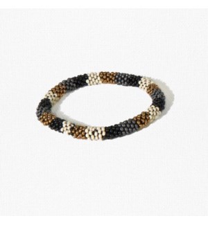 black gold multi stripe slide and stack bracelet