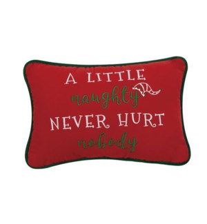 A LITTLE NAUGHTY EMBROIDERED VELVT PILLOW