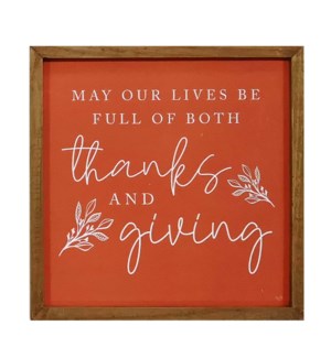 WD. SIGN "THANKS & GIVING"