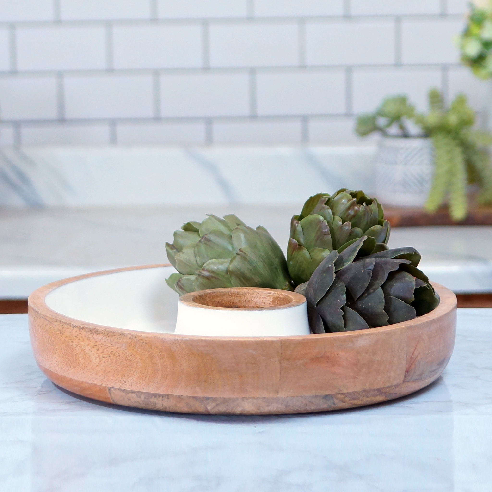 MANGO WOOD CHIP & DIP TRAY baskets & trays VIP Home and Garden