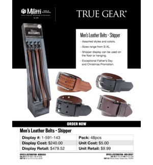Men's Leather Belts Shipper - 48pcs