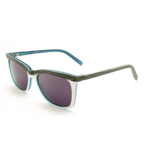Atlantis Luxury Handmade Sunglasses (Blue/Brown wood grain/White /Matte Blue)