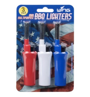 3pk Red, White and Blue Mini BBQ Lighters (12/240)